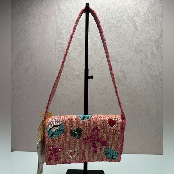 Made in India Handbags - Charming Pink Beaded Shoulder Bag